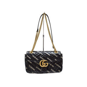 GUCCI BALENCIAGA GG Marmont The Hacker Project chain shoulder bag black leather
